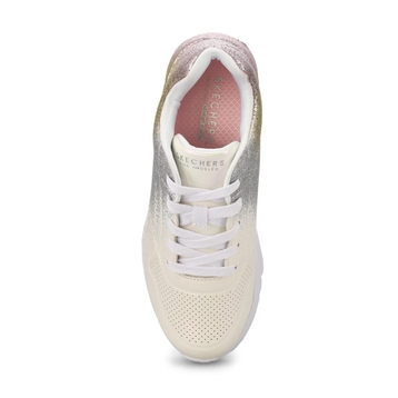 Girls'  Uno Lite  Metallic Shimmers Sneaker - Whit