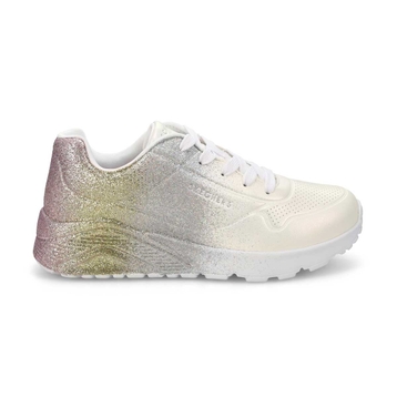 Girls'  Uno Lite  Metallic Shimmers Sneaker - Whit