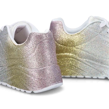Girls'  Uno Lite  Metallic Shimmers Sneaker - Whit