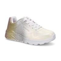 Girls'  Uno Lite  Metallic Shimmers Sneaker - White/Multi