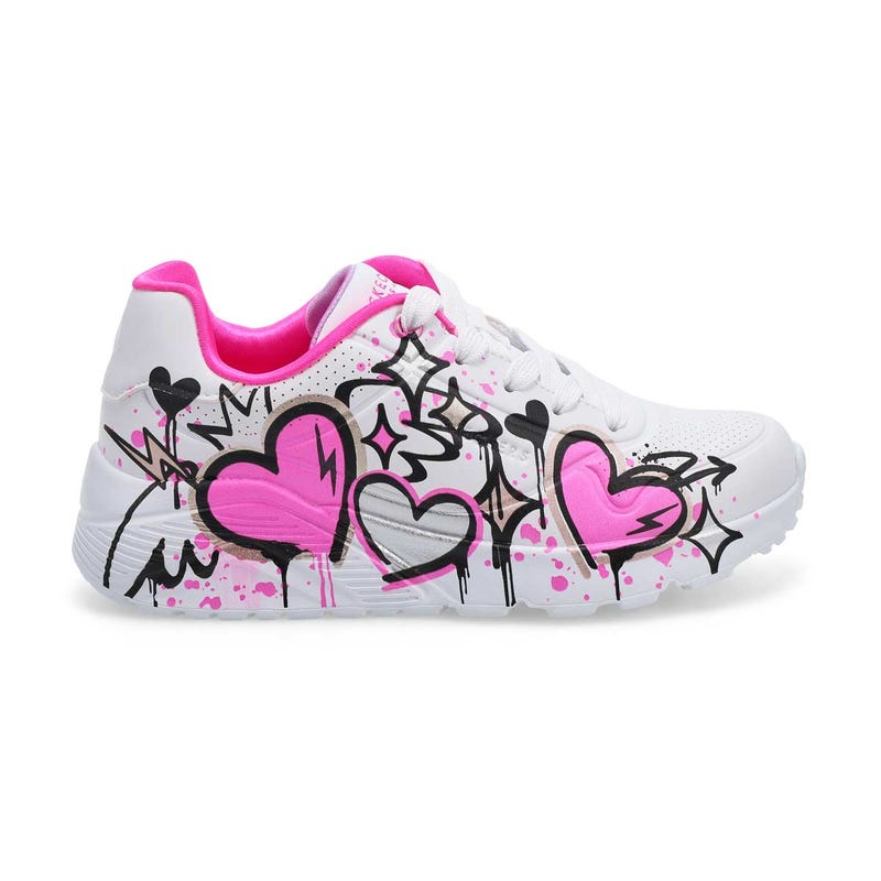 Baskets UNO LITE GRAFFITI HEARTS, blanc/multi, filles