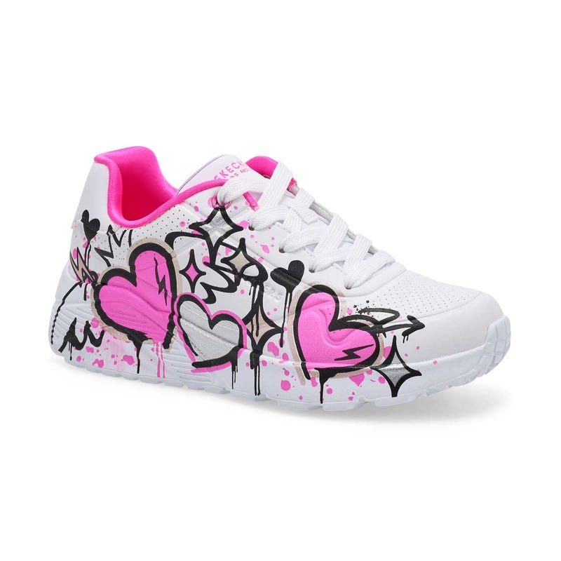Baskets UNO LITE GRAFFITI HEARTS, blanc/multi, filles