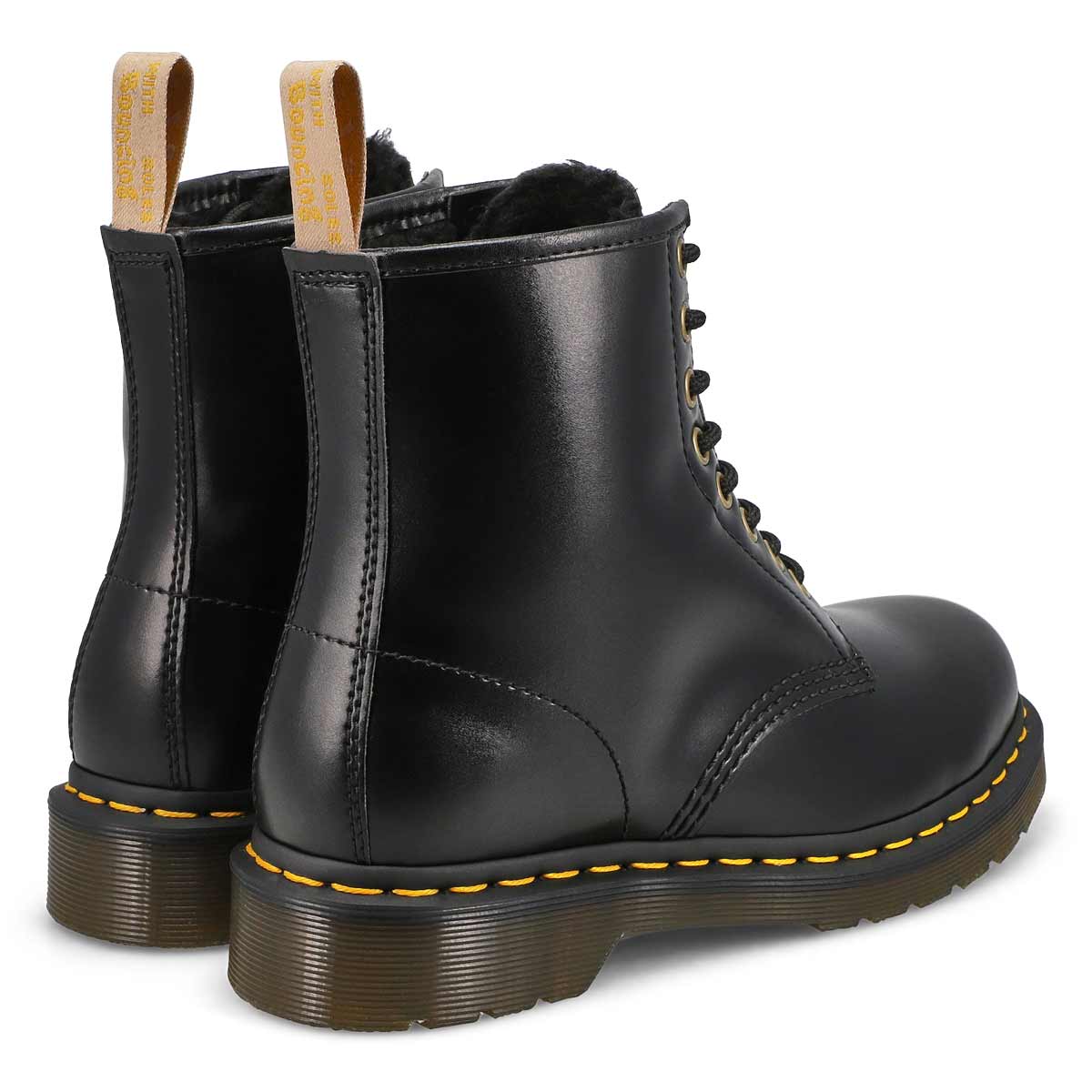 Women's 1460 Vegan 8-Eye Lined Combat Boot - Black Flat