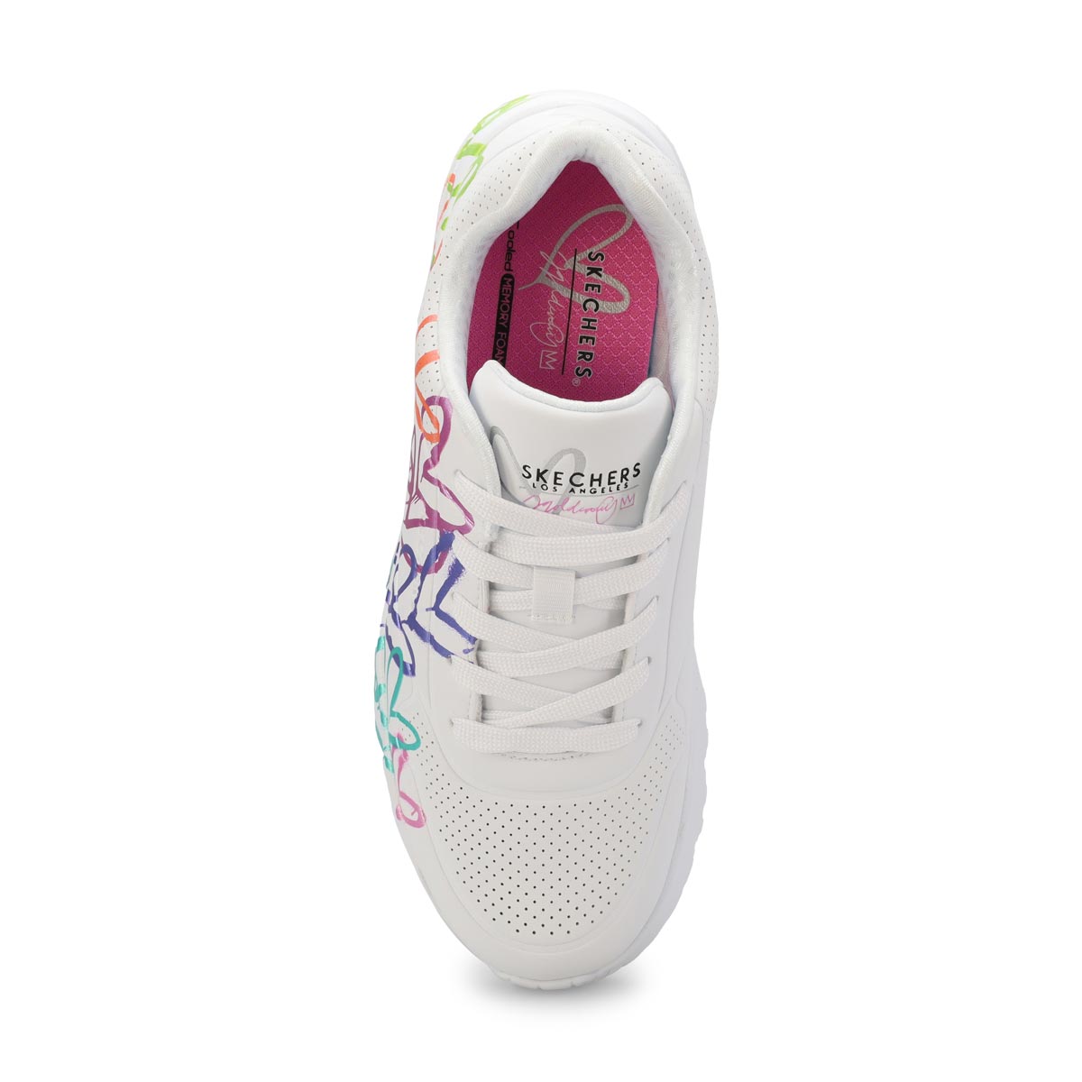 Girls'  Uno Lite Goldcrown Rainbow Foil Heart Sneaker - White/Multi