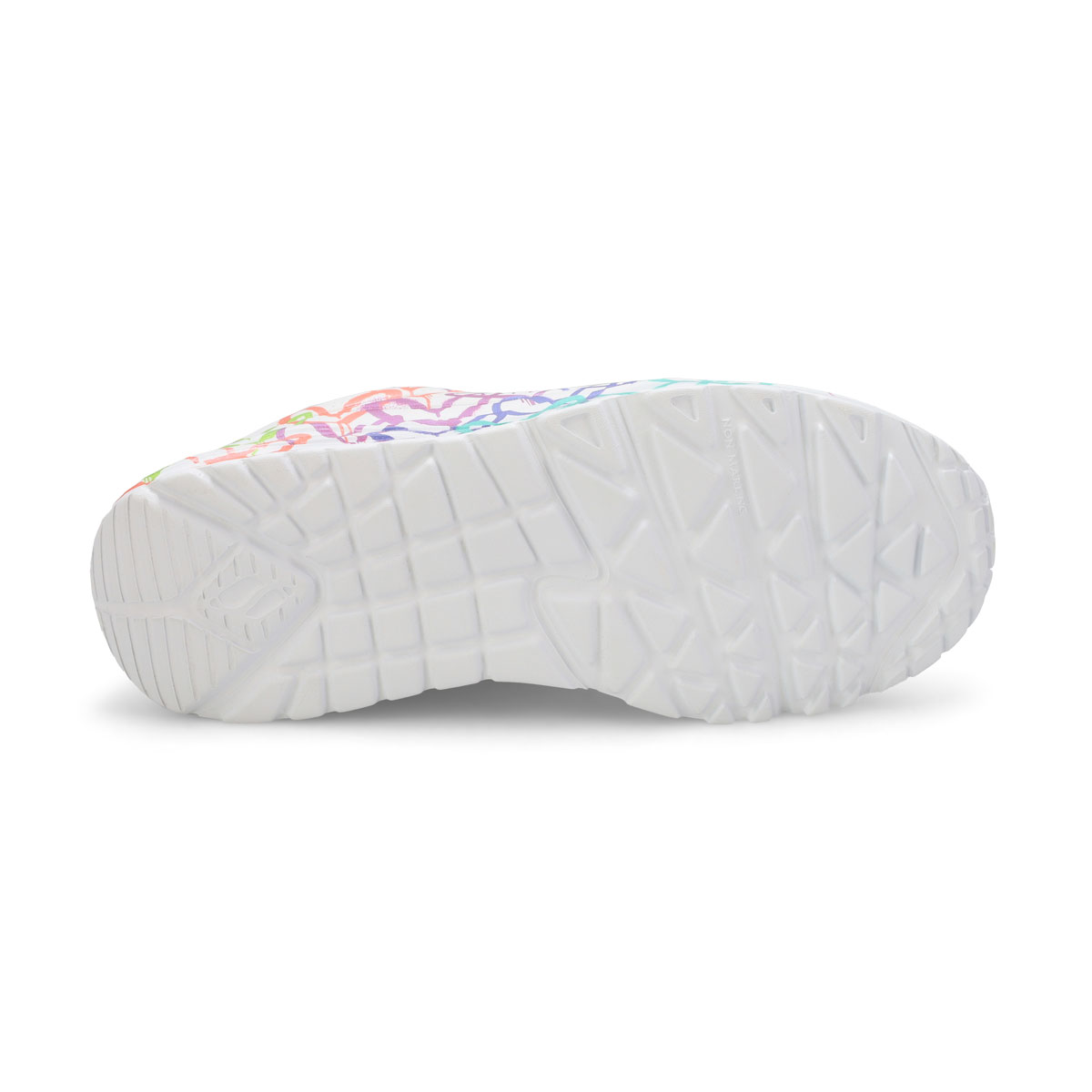 Girls'  Uno Lite Goldcrown Rainbow Foil Heart Sneaker - White/Multi