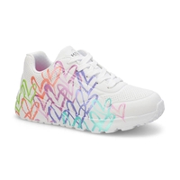 Girls'  Uno Lite Goldcrown Rainbow Foil Heart Sneaker - White/Multi