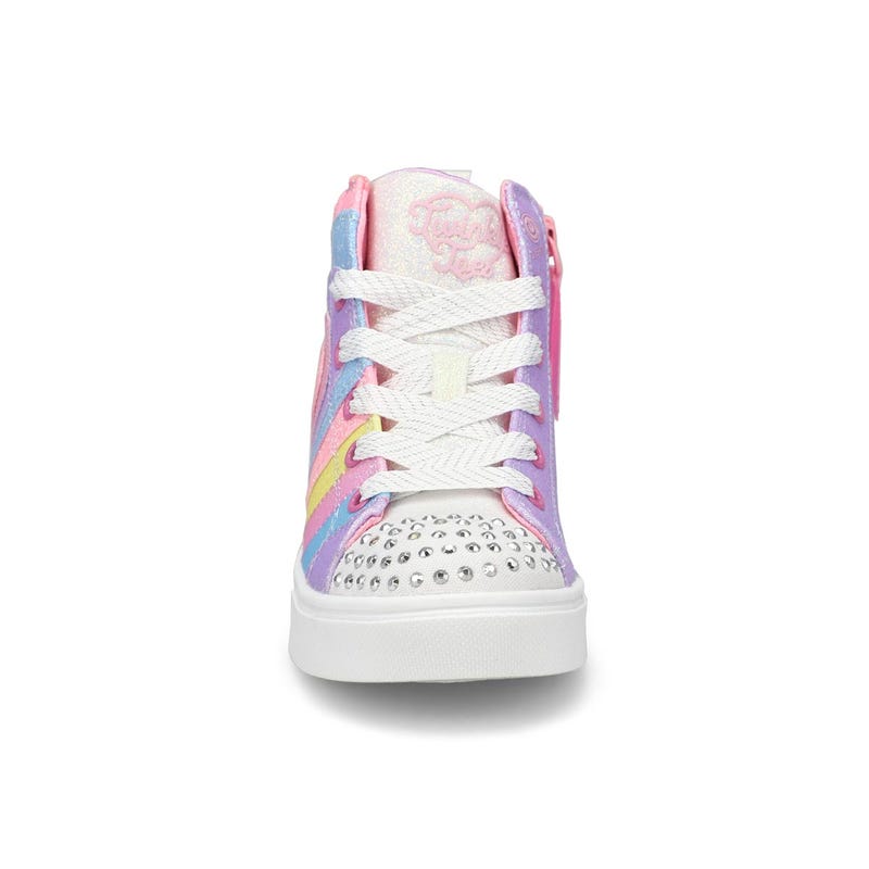 Girls'  Twinkle Toes Twinkle Sparks Light Up Hi Sneaker - Light Pink/Multi
