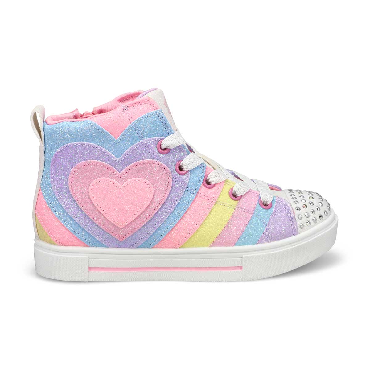 Girls'  Twinkle Toes Twinkle Sparks Light Up Hi Sneaker - Light Pink/Multi