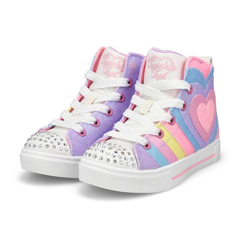 Girls'  Twinkle Toes Twinkle Sparks Light Up Hi Sneaker - Light Pink/Multi
