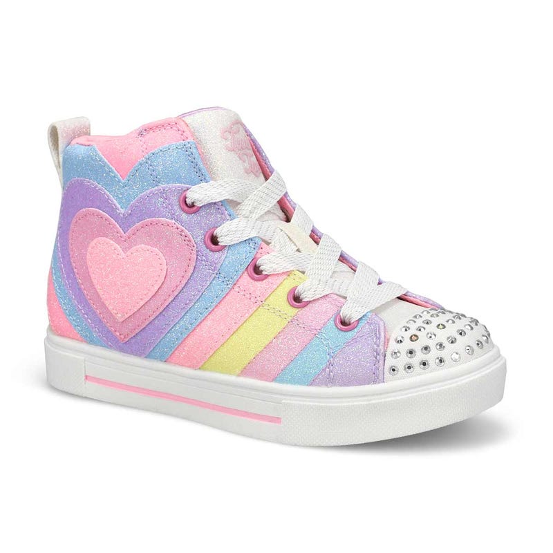 Girls'  Twinkle Toes Twinkle Sparks Light Up Hi Sneaker - Light Pink/Multi