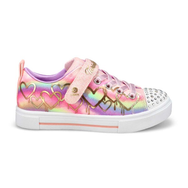 Girls'  Twinkle Sparks Ombre Love Light Up Sneaker - Light Pink/Multi