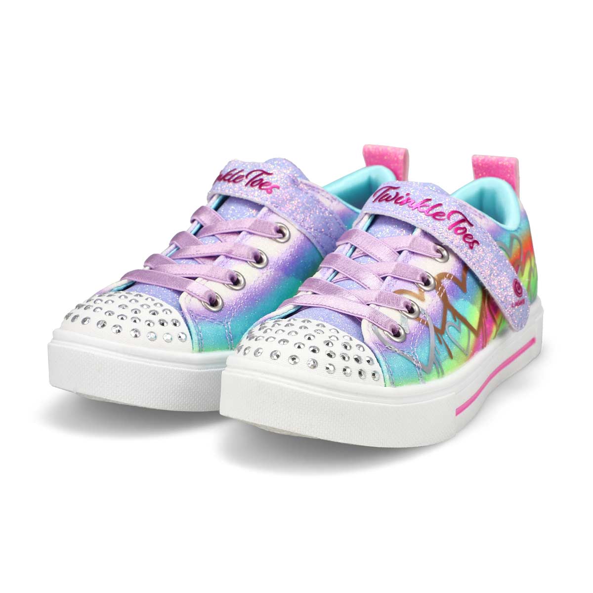 Girls'  Twinkle Sparks Ombre Love Light Up Sneaker - Lavender/Multi