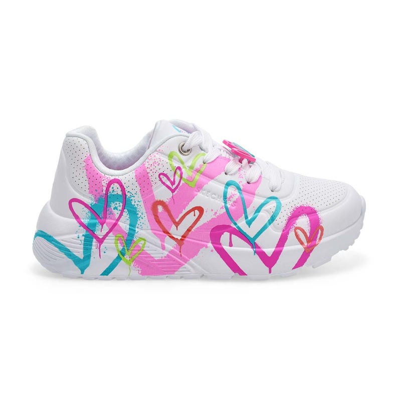 Baskets UNO LITE GOLDENCROWN BIG GRAFFITI HEARTS, blanc/multi, filles
