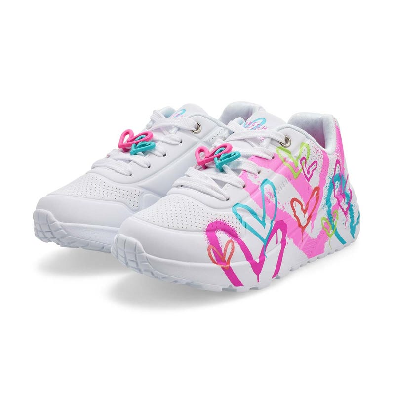 Baskets UNO LITE GOLDENCROWN BIG GRAFFITI HEARTS, blanc/multi, filles