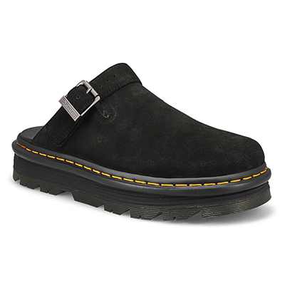 Lds Zebzag Mule Suede Casual Clog - Black