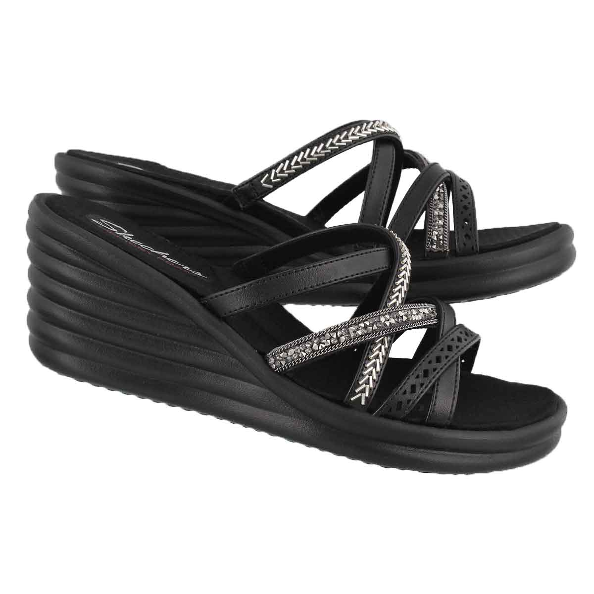 skechers rumblers wave women's wedge sandals