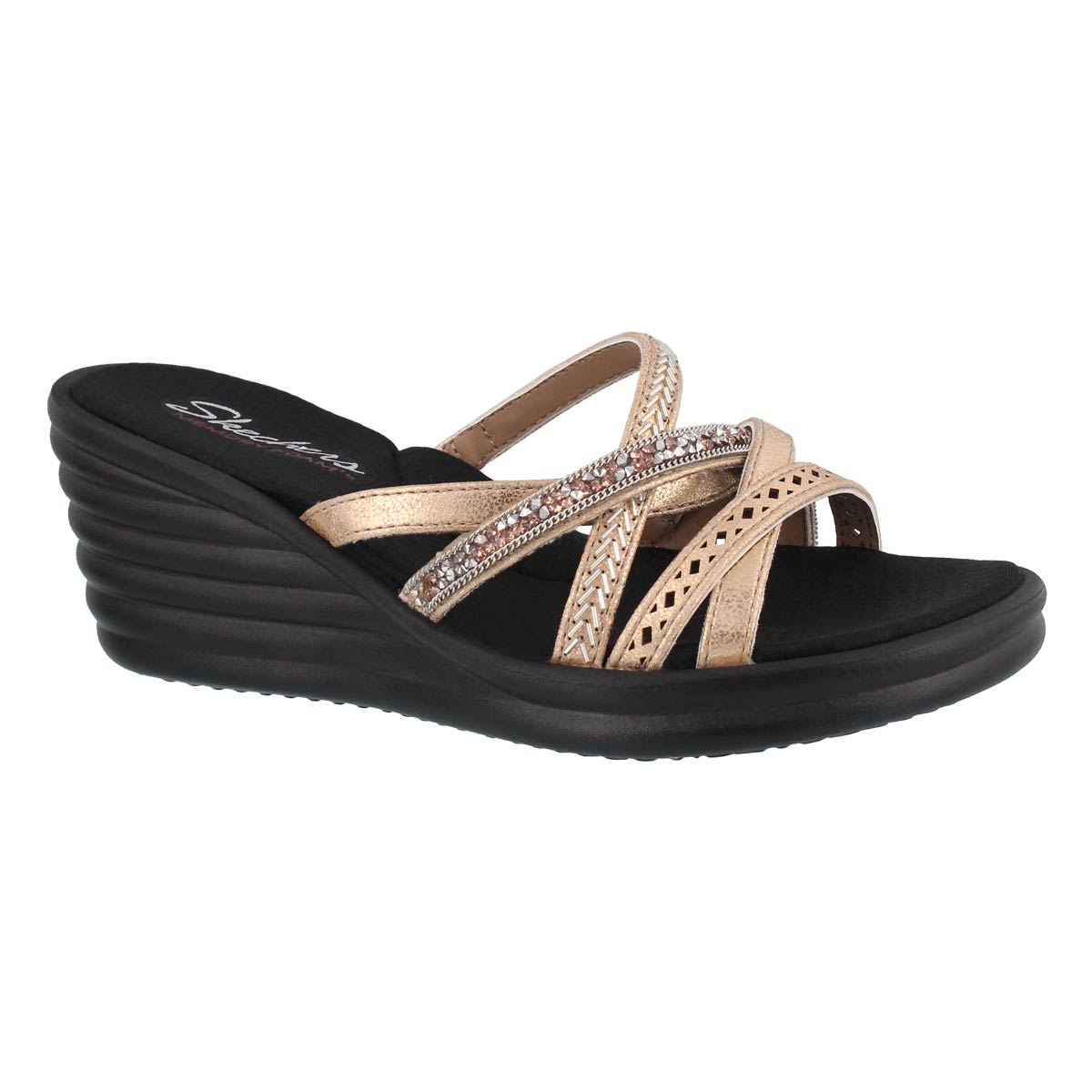 rose gold skechers flip flops