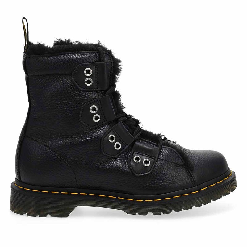 Women's 1460 Serena LTT Fur Lined Combat Boot - Black