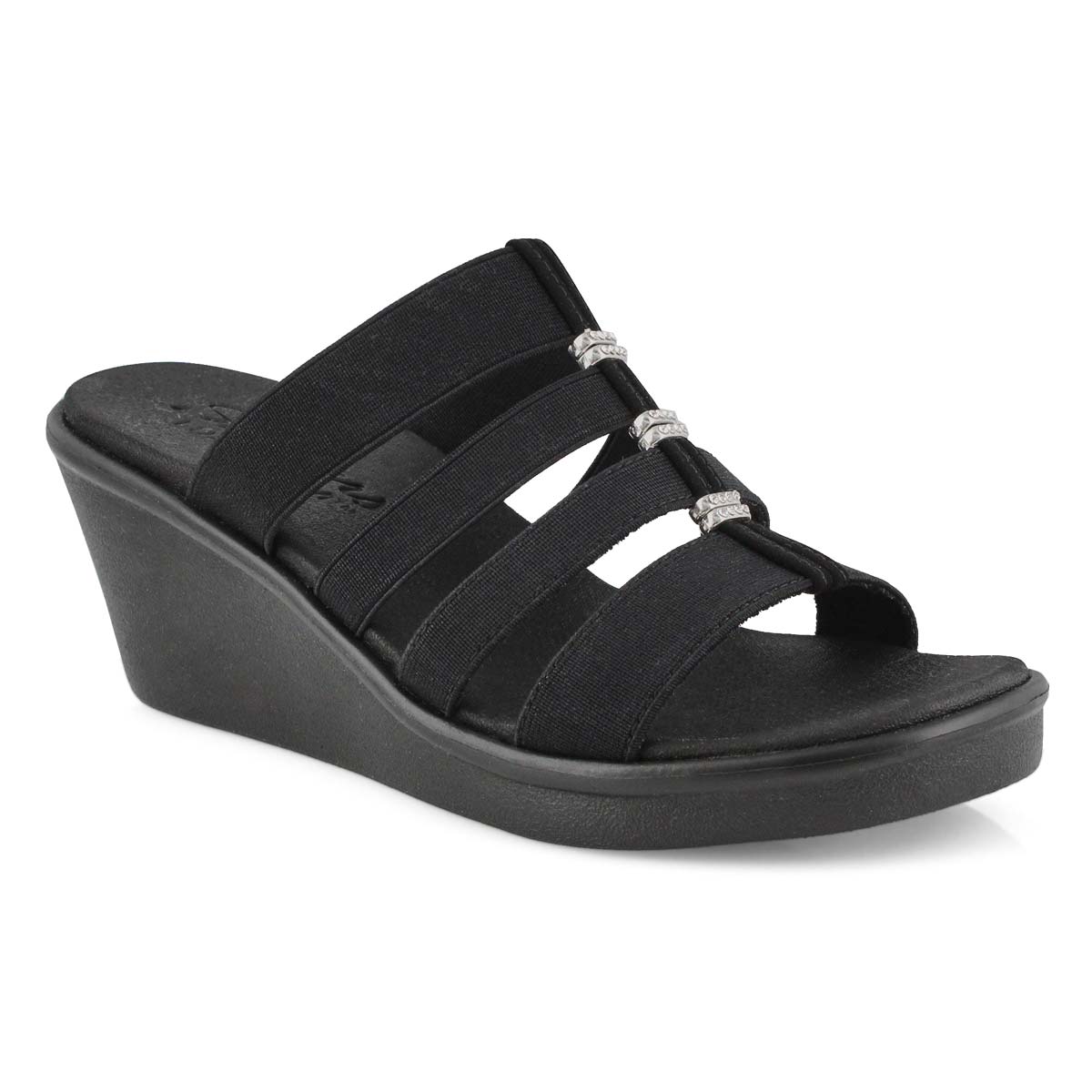 skechers black wedge sandals