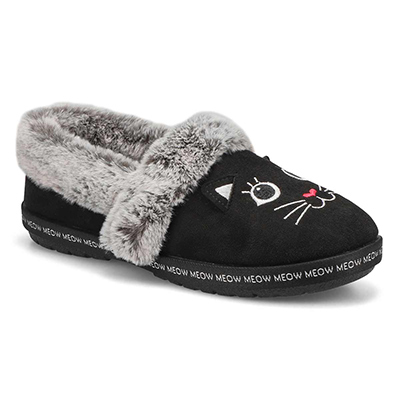 Lds Bobs Too Cozy Meow Pajamas Slipper - Black