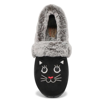 Women's Bobs Too Cozy Meow Pajamas Slipper- Black