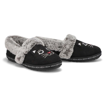 Women's Bobs Too Cozy Meow Pajamas Slipper- Black