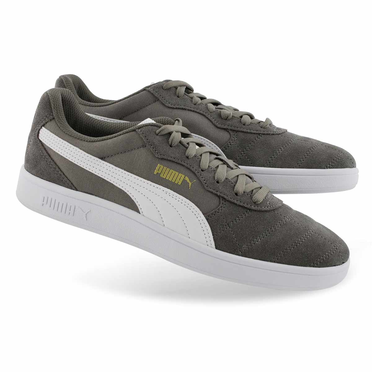 puma round toe lace up sneakers black