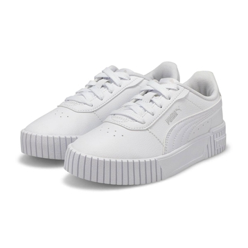 Girls' Carina 2.0 PS Lace Up Sneaker - White/Silve