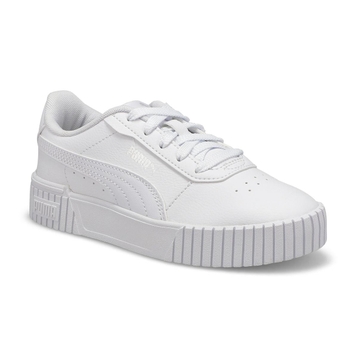 Girls' Carina 2.0 PS Lace Up Sneaker - White/Silve