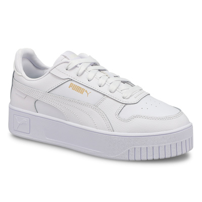 Lds Carina Street Lace Up Sneaker - White/Gold