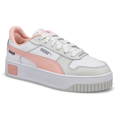 Lds Puma Carina Street Sneaker - White/Rose/Grey