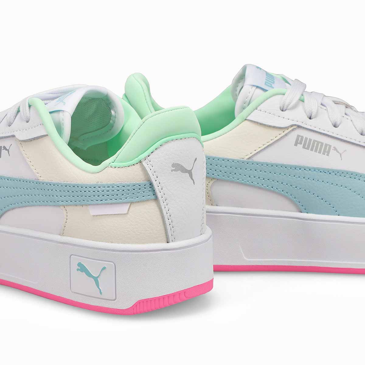 Women's Carina Street Sneaker -White/Turquoise/Silver