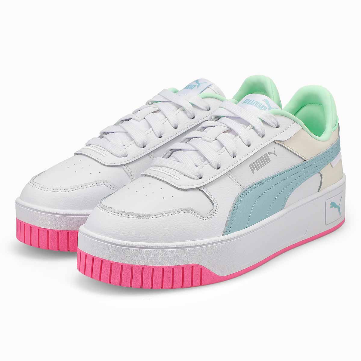 Women's Carina Street Sneaker -White/Turquoise/Silver