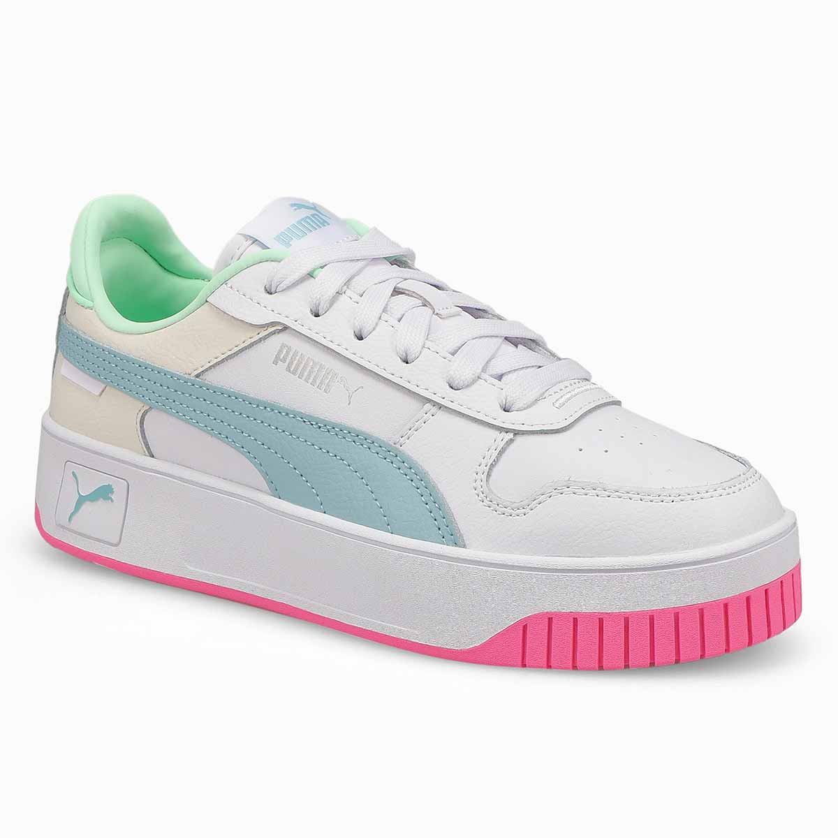 Women's Carina Street Sneaker -White/Turquoise/Silver