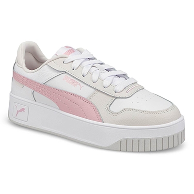 Lds Carina Street Lace Up Sneaker - White/Grey/Pink