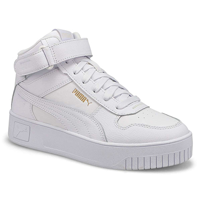 Lds Carina Street Mid High Top Sneaker - White/Gold