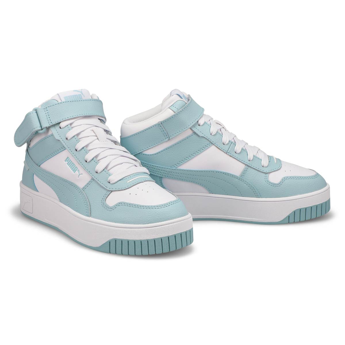 Women's Carina Street Mid Lace Up Sneaker- White/Turquoise