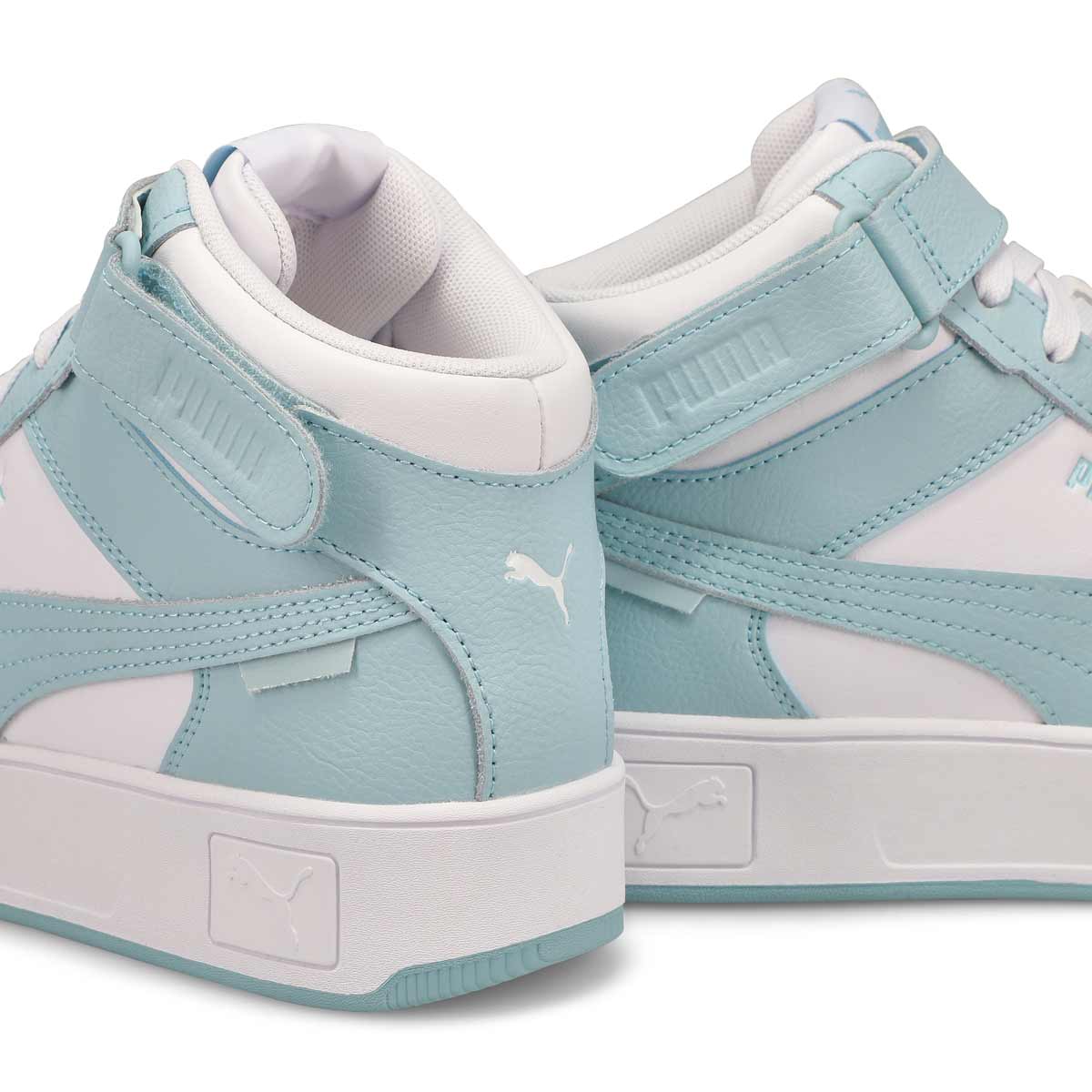 Women's Carina Street Mid Lace Up Sneaker- White/Turquoise