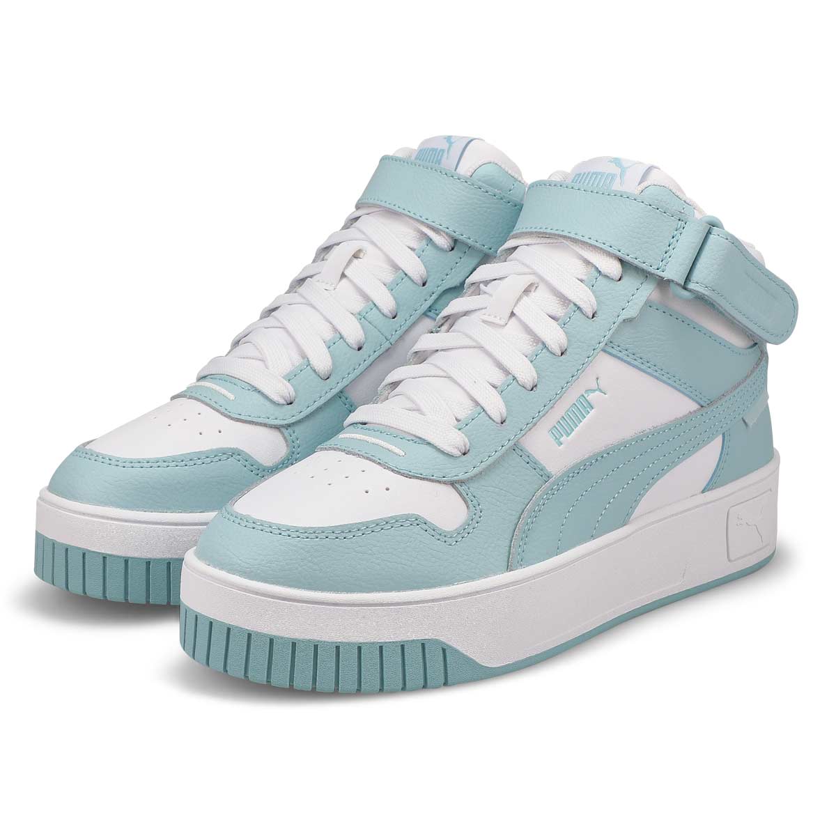 Women's Carina Street Mid Lace Up Sneaker- White/Turquoise