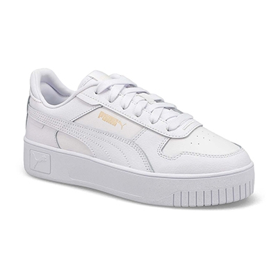 Grls Carina Street Jr Lace Up Sneaker - White/Gold