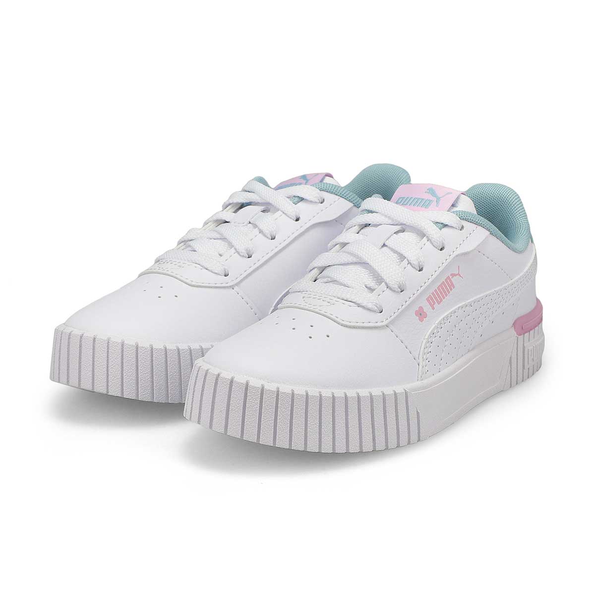 Girls'  Carina 2.0 Tropical Ps Sneaker - White/Turquoise/Grape