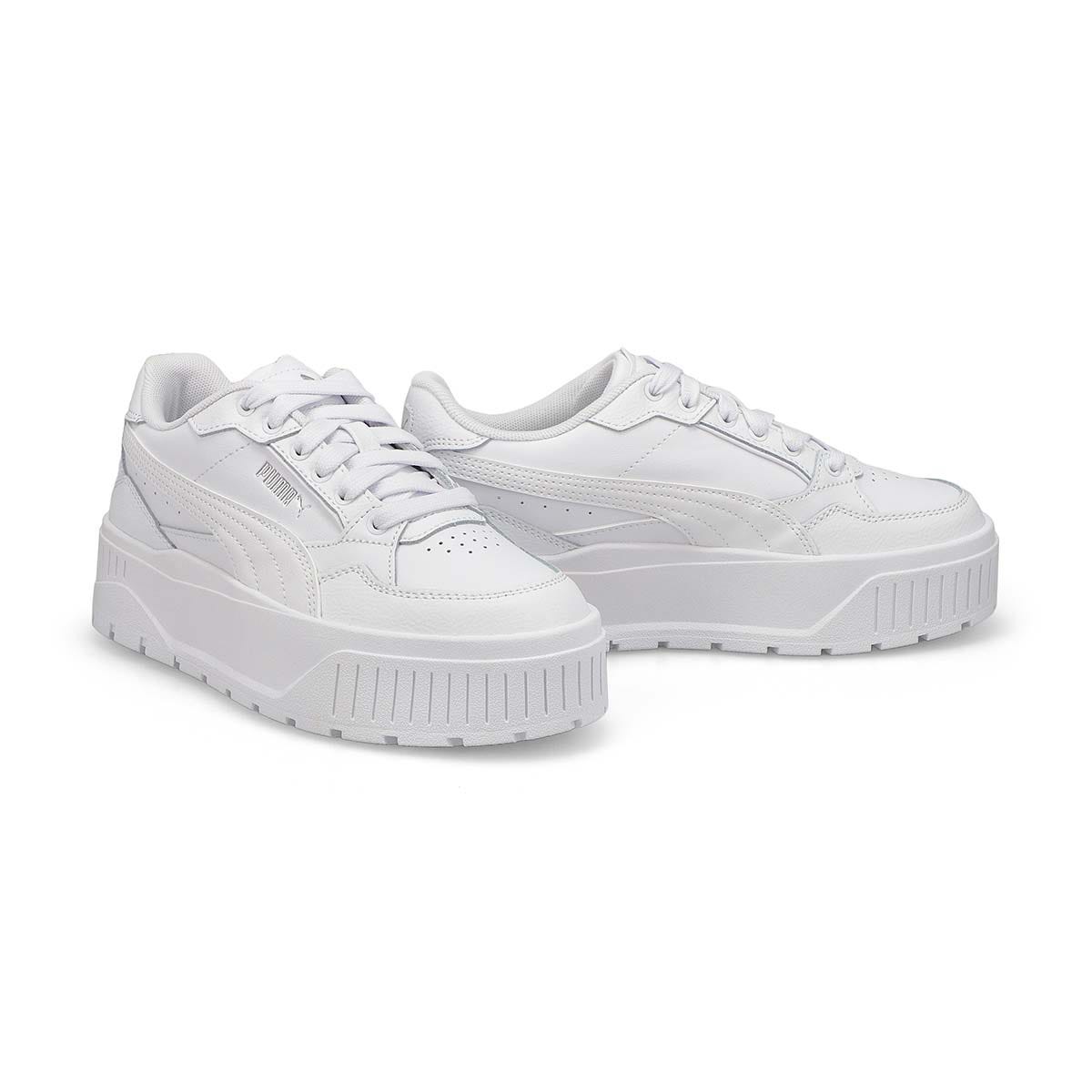 Girls'  Karmen II Idol Jr Platform Sneaker - White/White/Silver