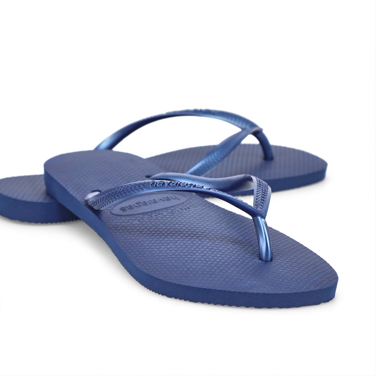 navy and coral havaianas