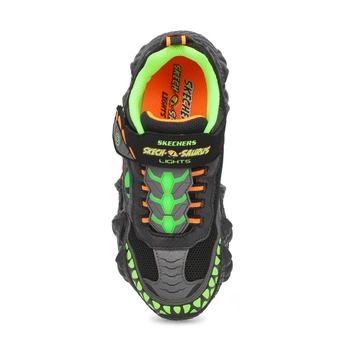 Boys' Skech-O Saurus Light Sneaker - Black/Lime