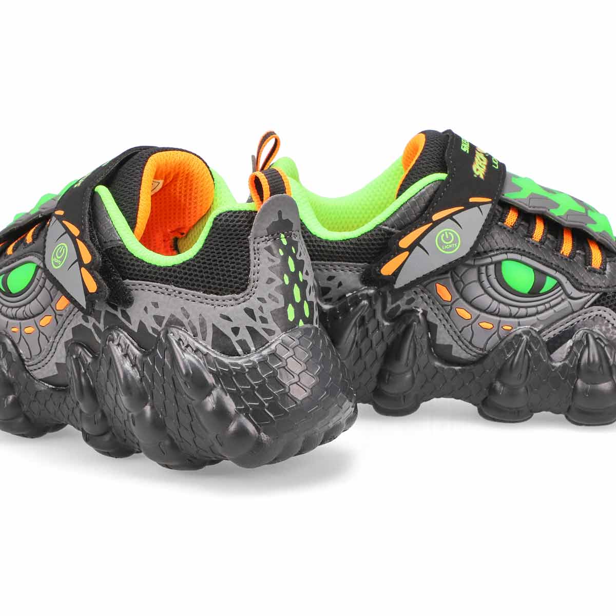 Boys' Skech-O Saurus Lights Light Up Sneaker - Black/Lime