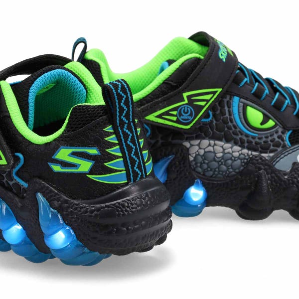 Boys'  Skech-O-Saurus Lights 2.0 Sneaker - Black/Blue/Lime