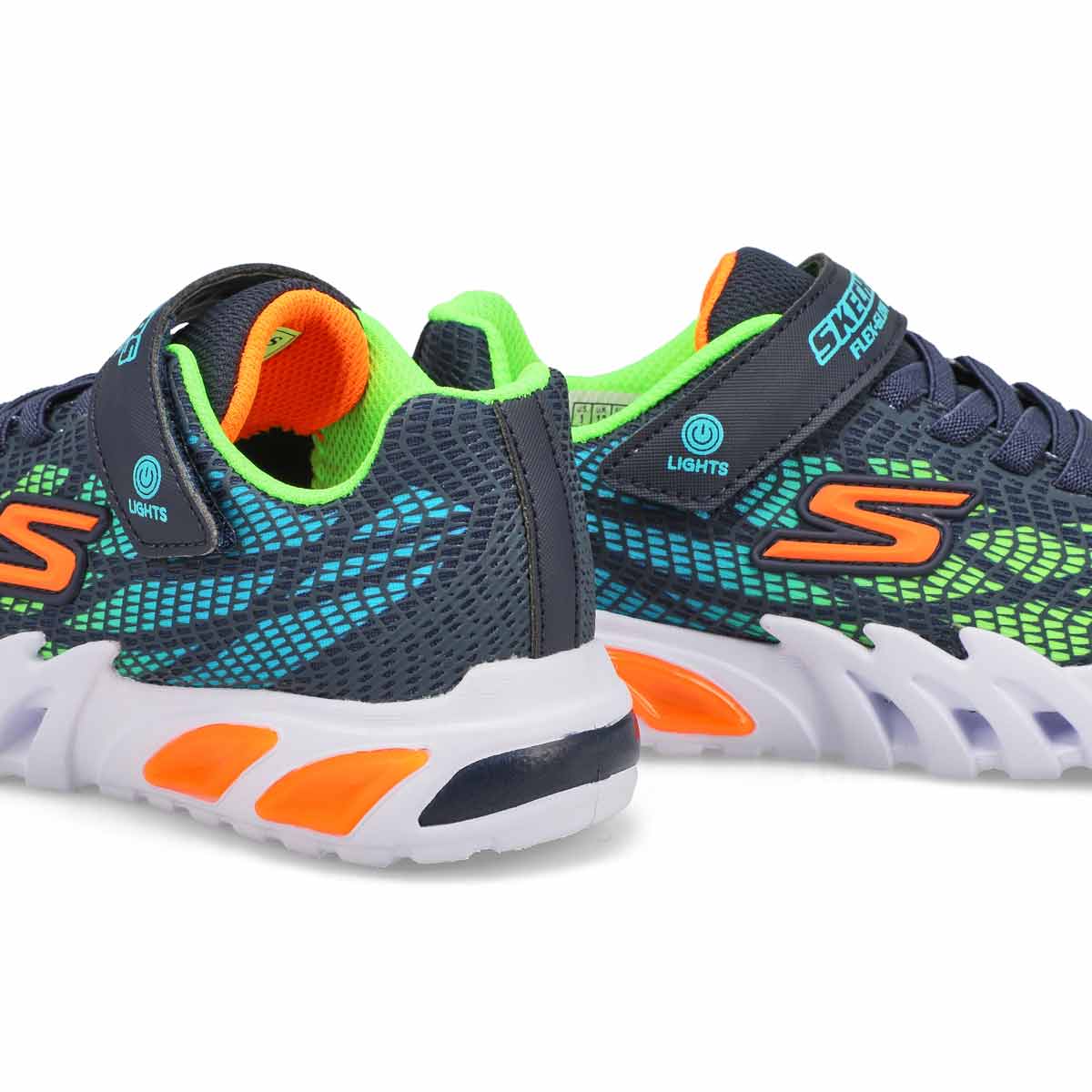 Skechers Boys' Flex-Glow Sneakers - Navy/Mult | SoftMoc USA