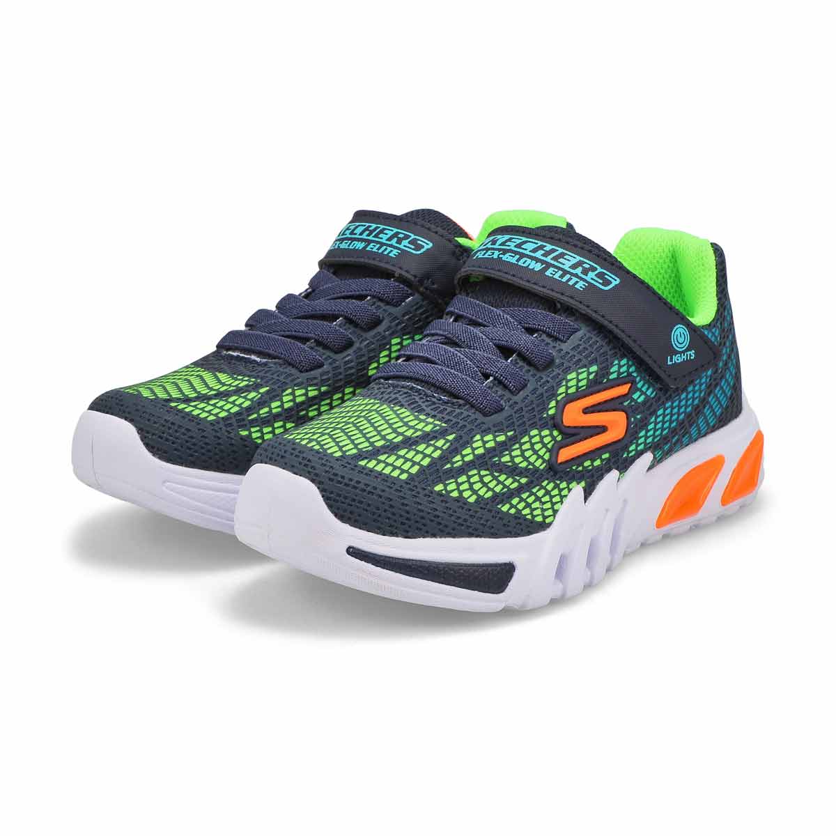 Skechers Boys' Flex-Glow Sneakers - Navy/Mult | SoftMoc.com