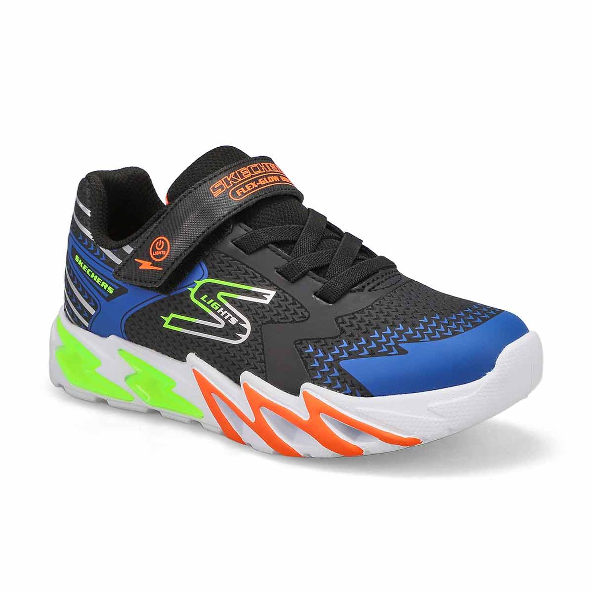 Boys' Flex Glow Belt Light Up Sneaker - Black/Lime