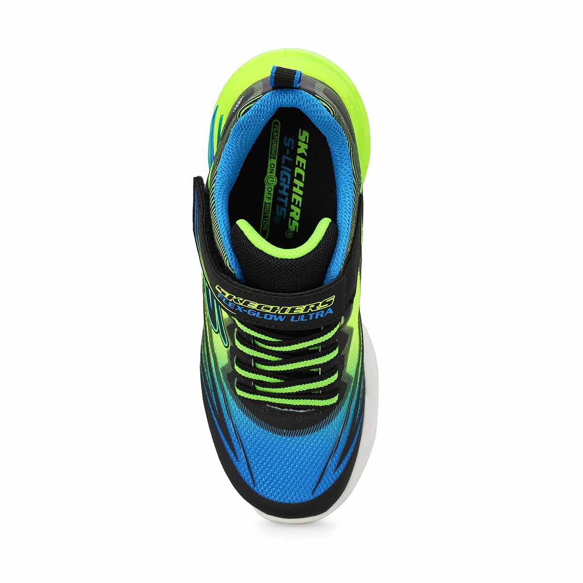 Boys'  S Lights Flex-Glow Ultra Sneaker - Blue/Lime Green